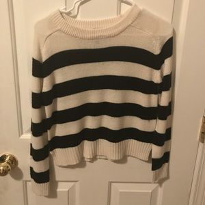 H&M black and white striped cropped sweater